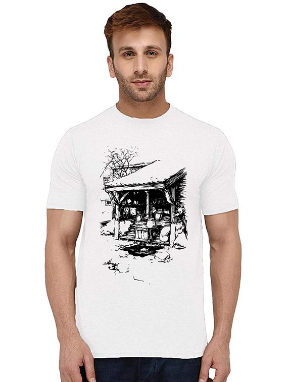 men's round neck front print t-shirt - 20994004 - Zoom Image - 0