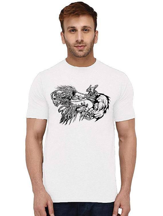 men round neck front print t-shirt - 20994073 - Zoom Image - 0