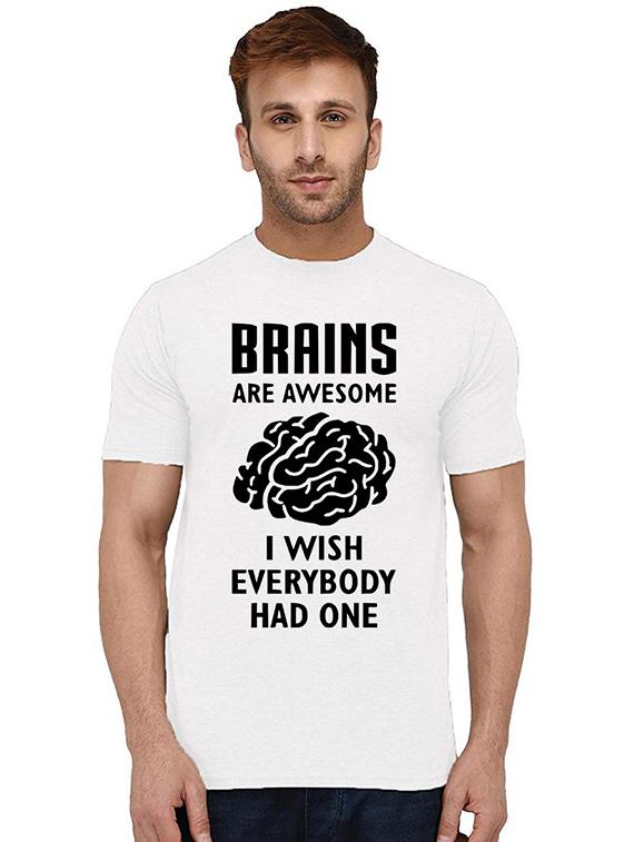 men round neck front print cotton t-shirt - 20994319 - Zoom Image - 0