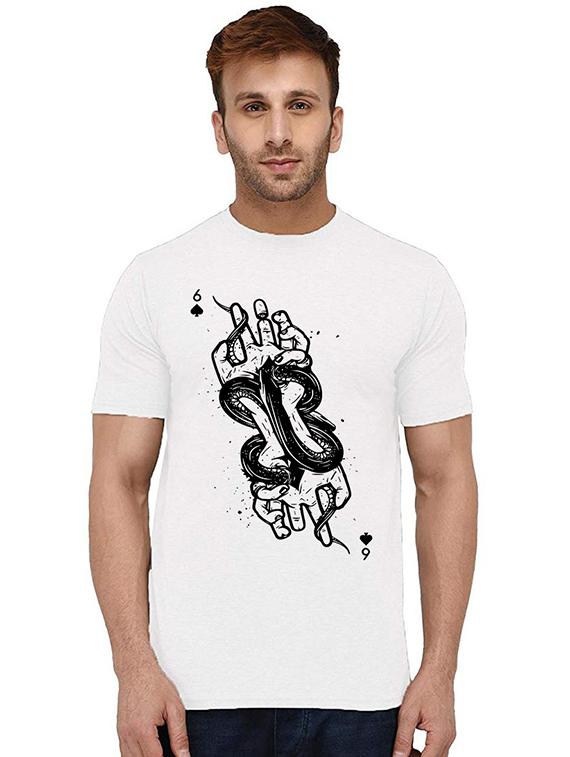 men round neck front print t-shirt - 20994612 -  Zoom Image - 0