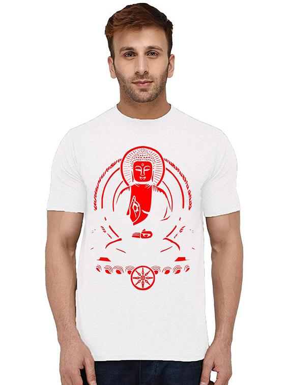 men round neck front print t-shirt - 20994635 - Zoom Image - 0