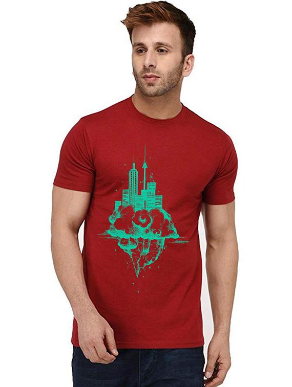 red front printed casual t-shirt - 20995488 - Zoom Image - 0
