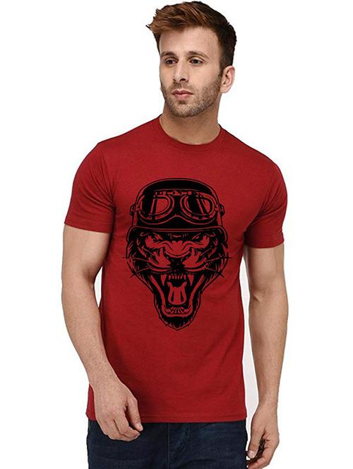 red front printed casual t-shirt - 20995729 - Standard Image - 0