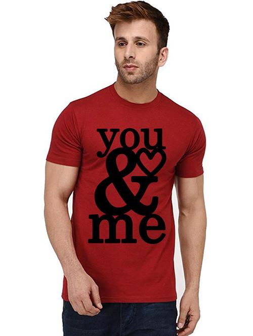 red front printed casual t-shirt - 20995812 - Standard Image - 0
