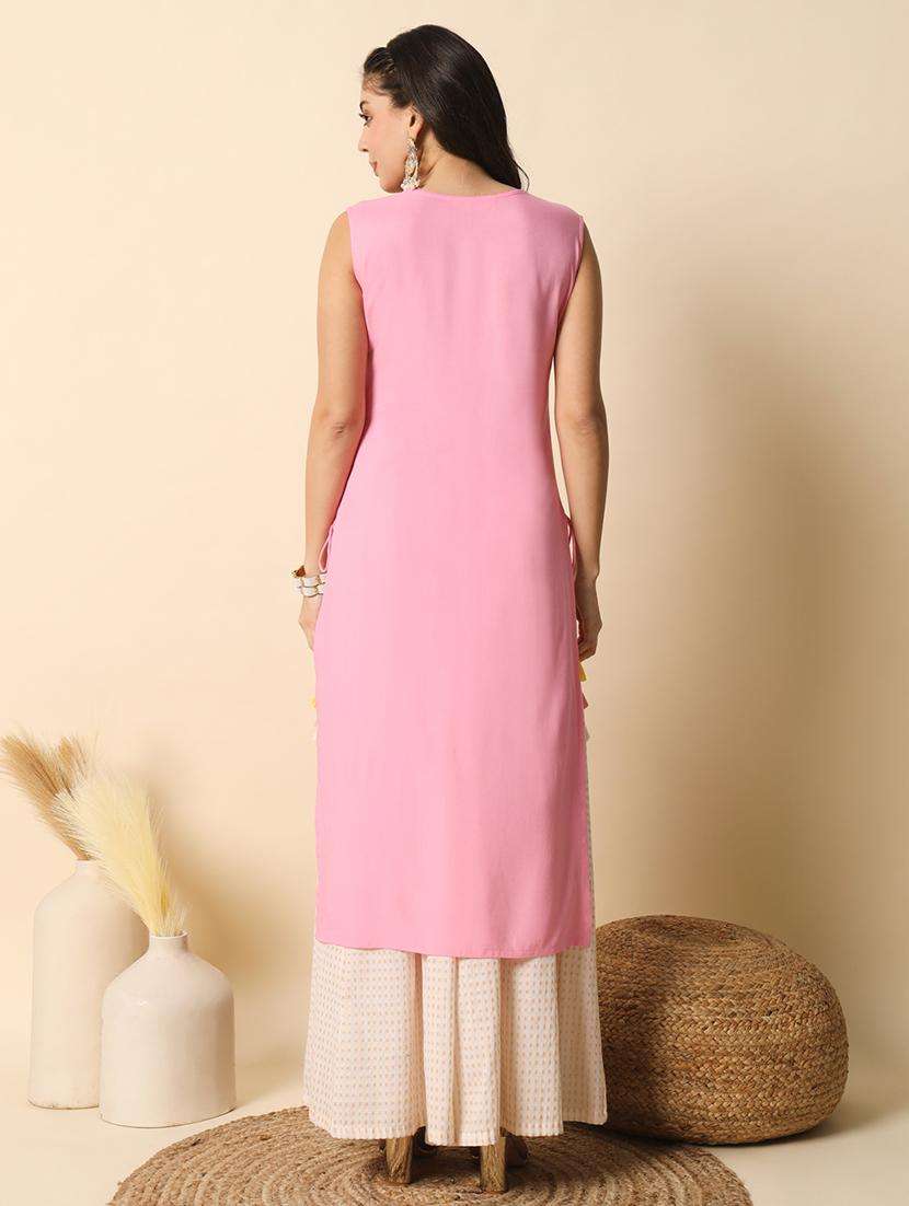 women solid sleveless straight kurta - 20996151 -  Standard Image - 3