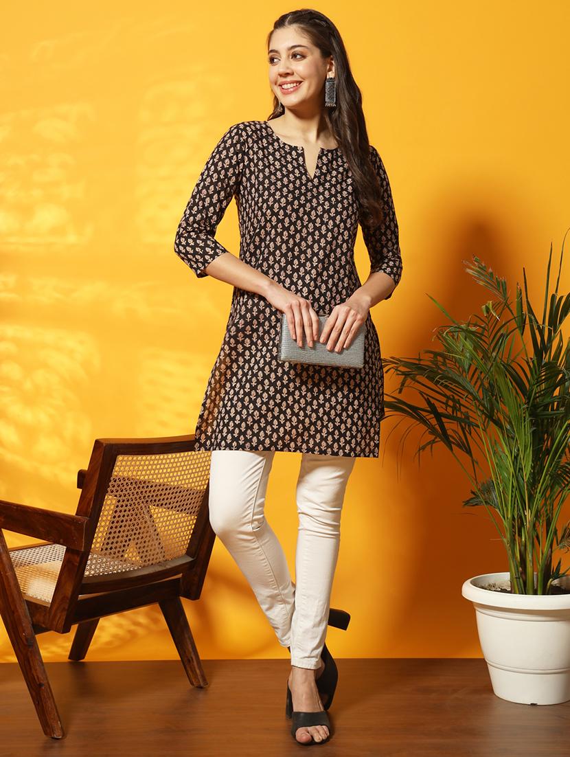 women black printed regular tunic - 20996203 - Standard Image - 3