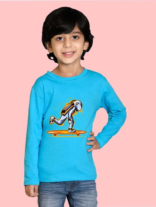 light blue front printed casual t-shirt - 20996942 - Standard Image - 0