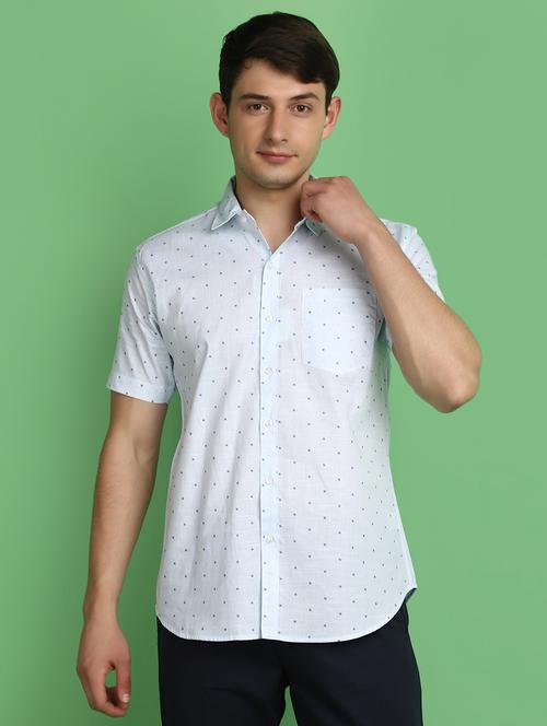 men printed slub casual shirt - 20998273 - Standard Image - 0