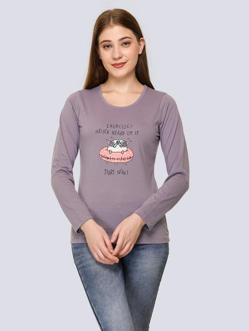purple cotton blend chest print t-shirt - 20998330 -  Standard Image - 0