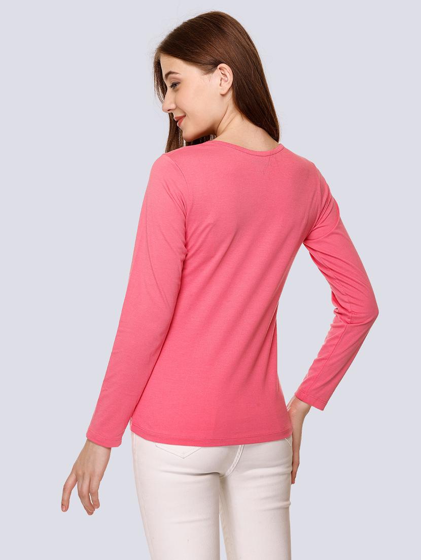 pink cotton blend chest print t-shirt - 20998331 - Standard Image - 3