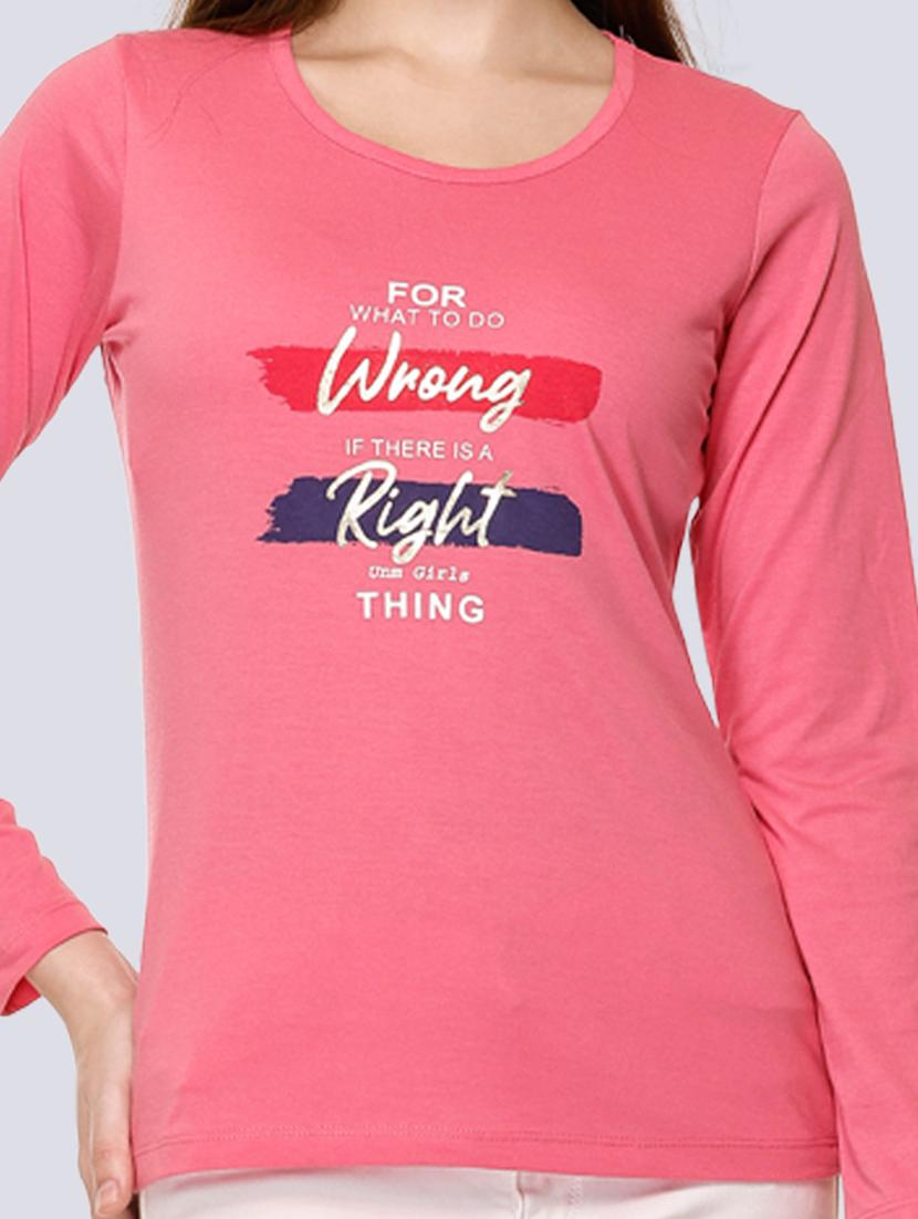 pink cotton blend chest print t-shirt - 20998331 - Standard Image - 5