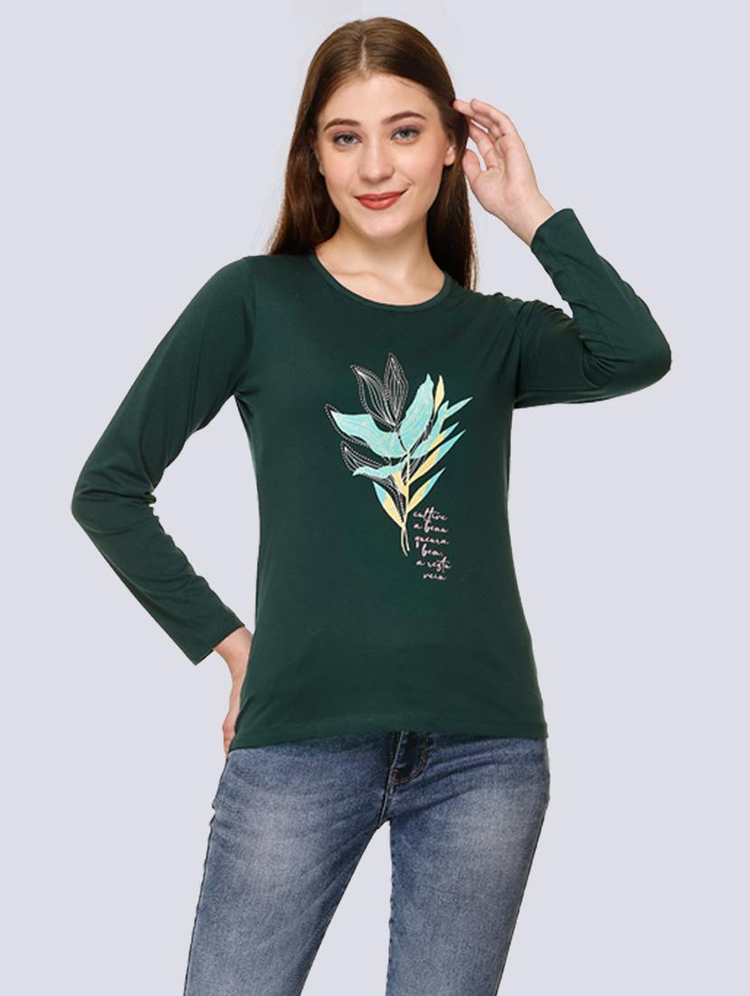 green cotton blend regular tshirt - 20998334 - Zoom Image - 0