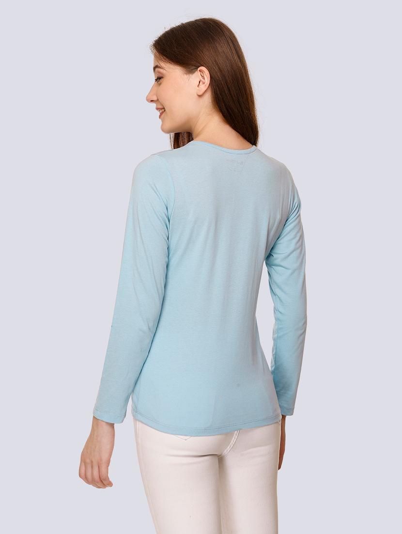 light blue cotton blend chest print t-shirt - 20998338 - Standard Image - 3
