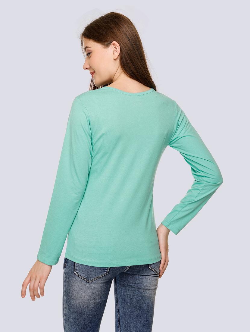 light green cotton blend chest print t-shirt - 20998339 - Standard Image - 3