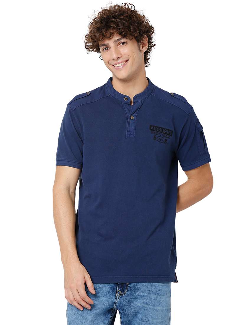 blue cotton plain t-shirt - 20998366 - Zoom Image - 0