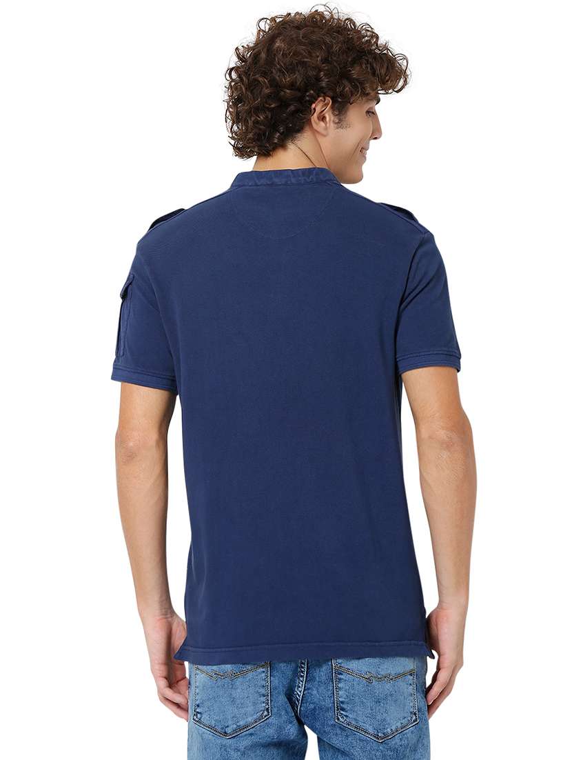 blue cotton plain t-shirt - 20998366 - Standard Image - 3
