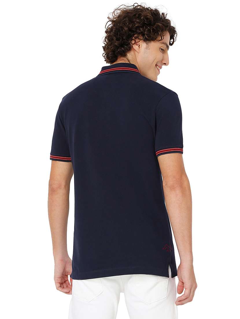 navy blue cotton plain tshirt - 20998370 -  Standard Image - 3