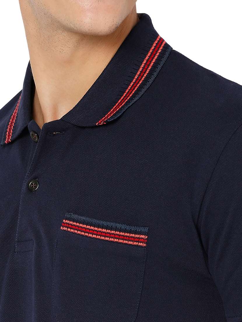 navy blue cotton plain tshirt - 20998370 -  Standard Image - 5