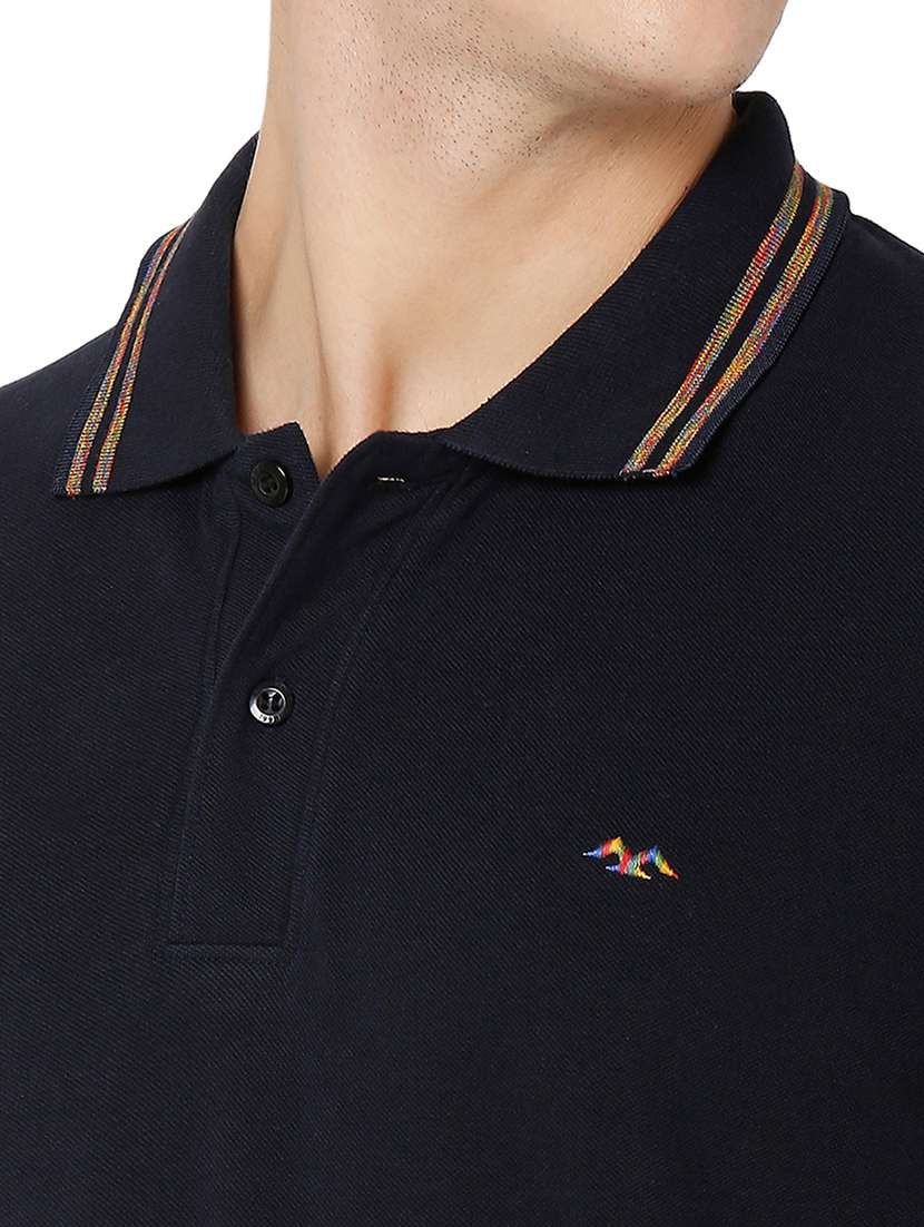 navy blue cotton plain tshirt - 20998378 -  Standard Image - 5