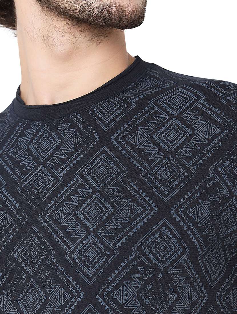 navy blue cotton all over print tshirt - 20998438 - Standard Image - 5