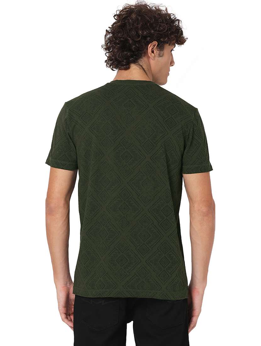 olive cotton all over print tshirt - 20998439 - Standard Image - 3