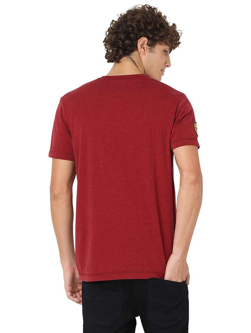 maroon cotton front print t-shirt - 20998442 - Standard Image - 3