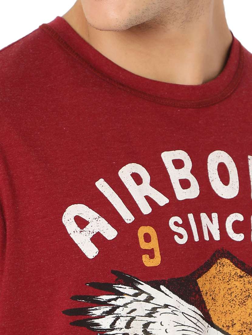 maroon cotton front print t-shirt - 20998442 - Standard Image - 5