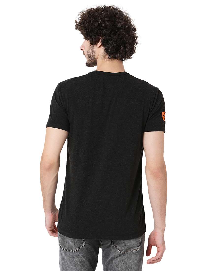 charcoal melange cotton front print t-shirt - 20998443 - Standard Image - 3