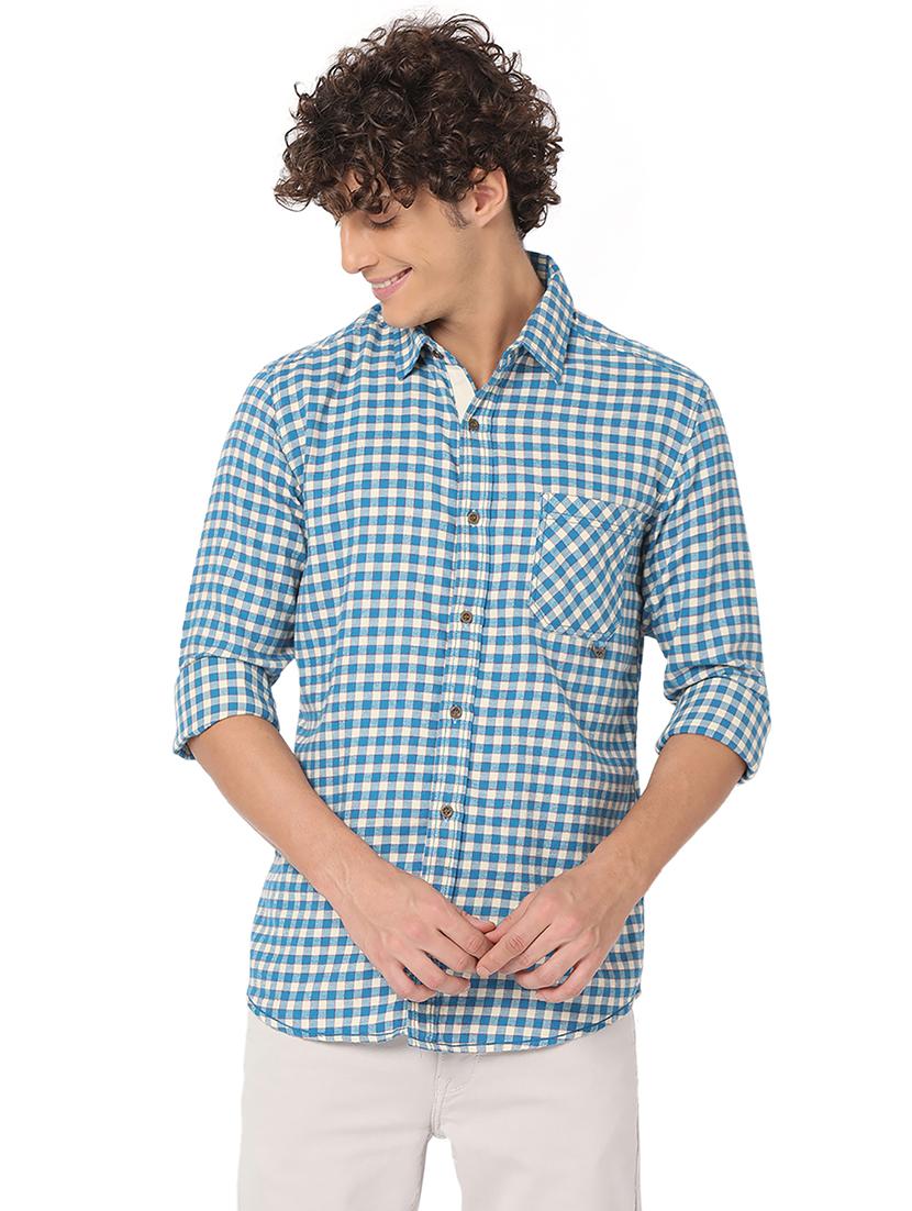 turquoise cotton casual shirt - 20998472 - Zoom Image - 0