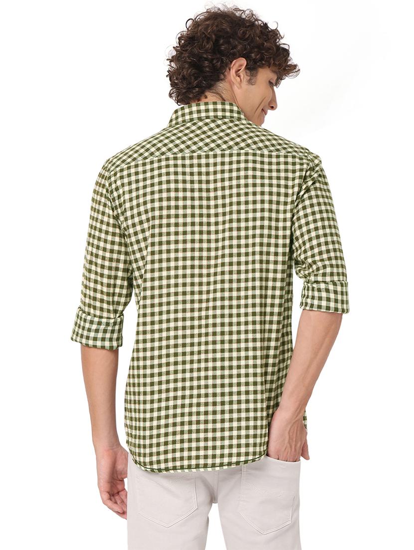 olive cotton casual shirt - 20998473 - Standard Image - 3