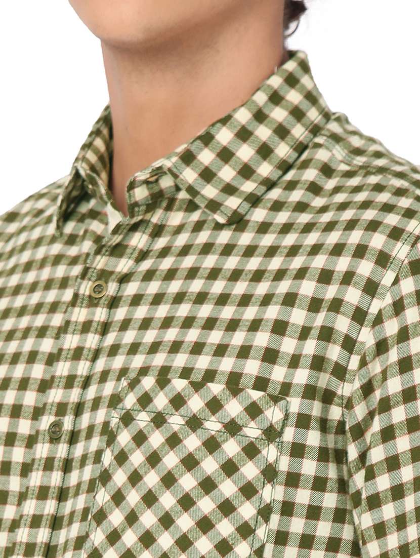 olive cotton casual shirt - 20998473 - Standard Image - 5