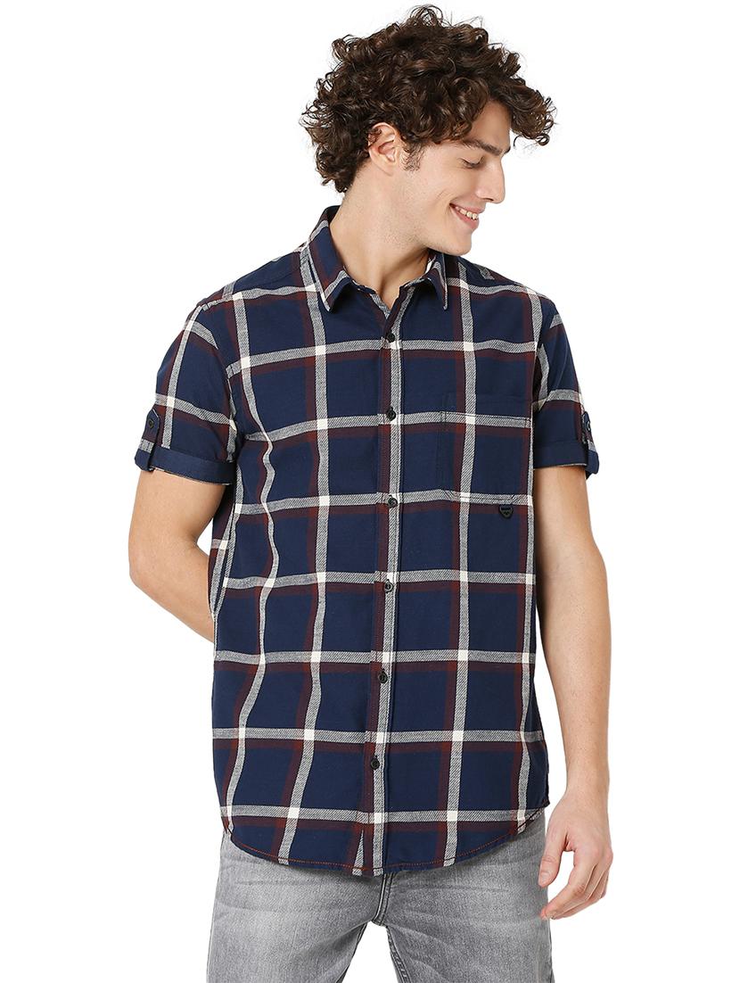 navy blue cotton casual shirt - 20998482 - Zoom Image - 0