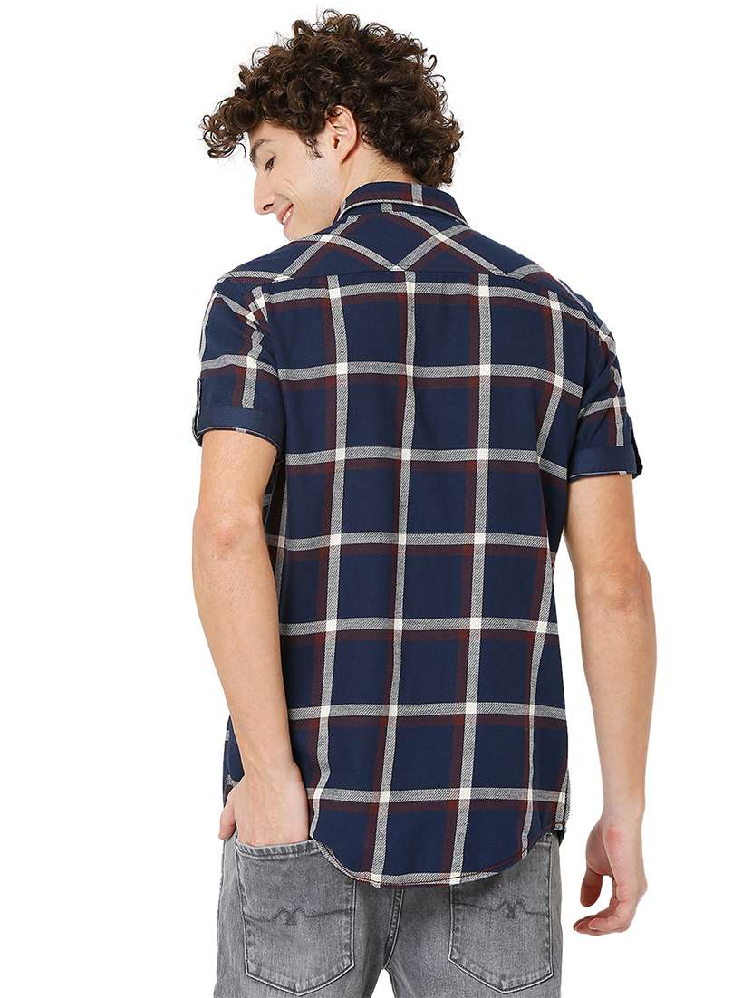 navy blue cotton casual shirt - 20998482 - Standard Image - 3