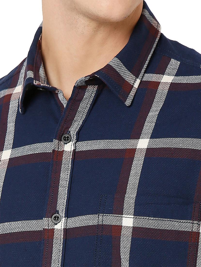 navy blue cotton casual shirt - 20998482 - Standard Image - 5