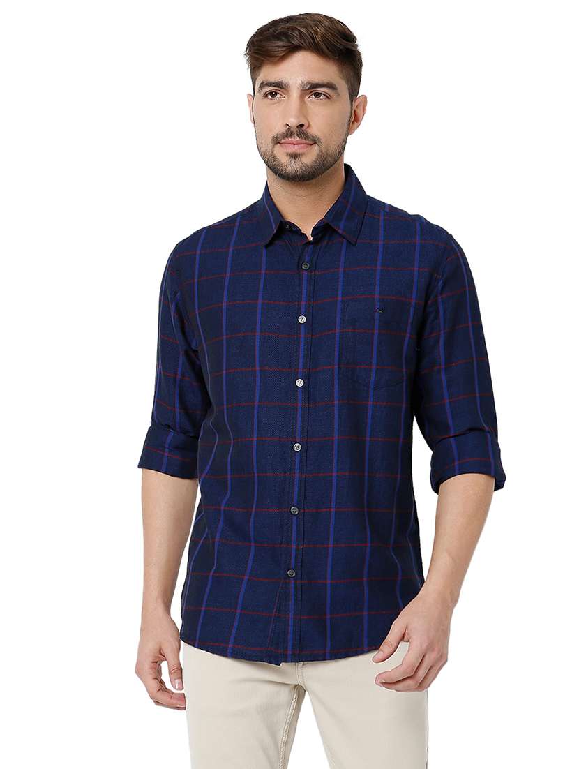 navy blue cotton casual shirt - 20998484 - Zoom Image - 0