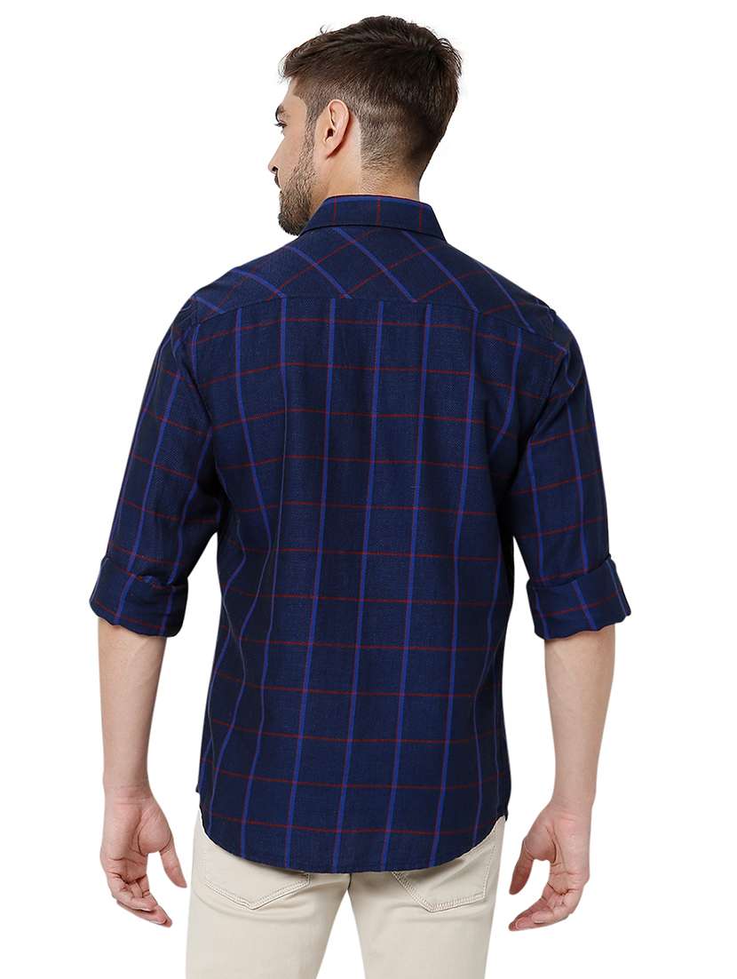 navy blue cotton casual shirt - 20998484 - Standard Image - 3