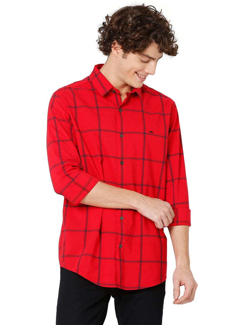 red cotton casual shirt - 20998488 -  Zoom Image - 0