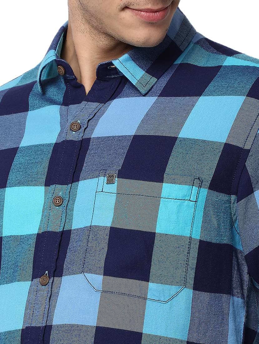 navy blue cotton casual shirt - 20998508 -  Standard Image - 5