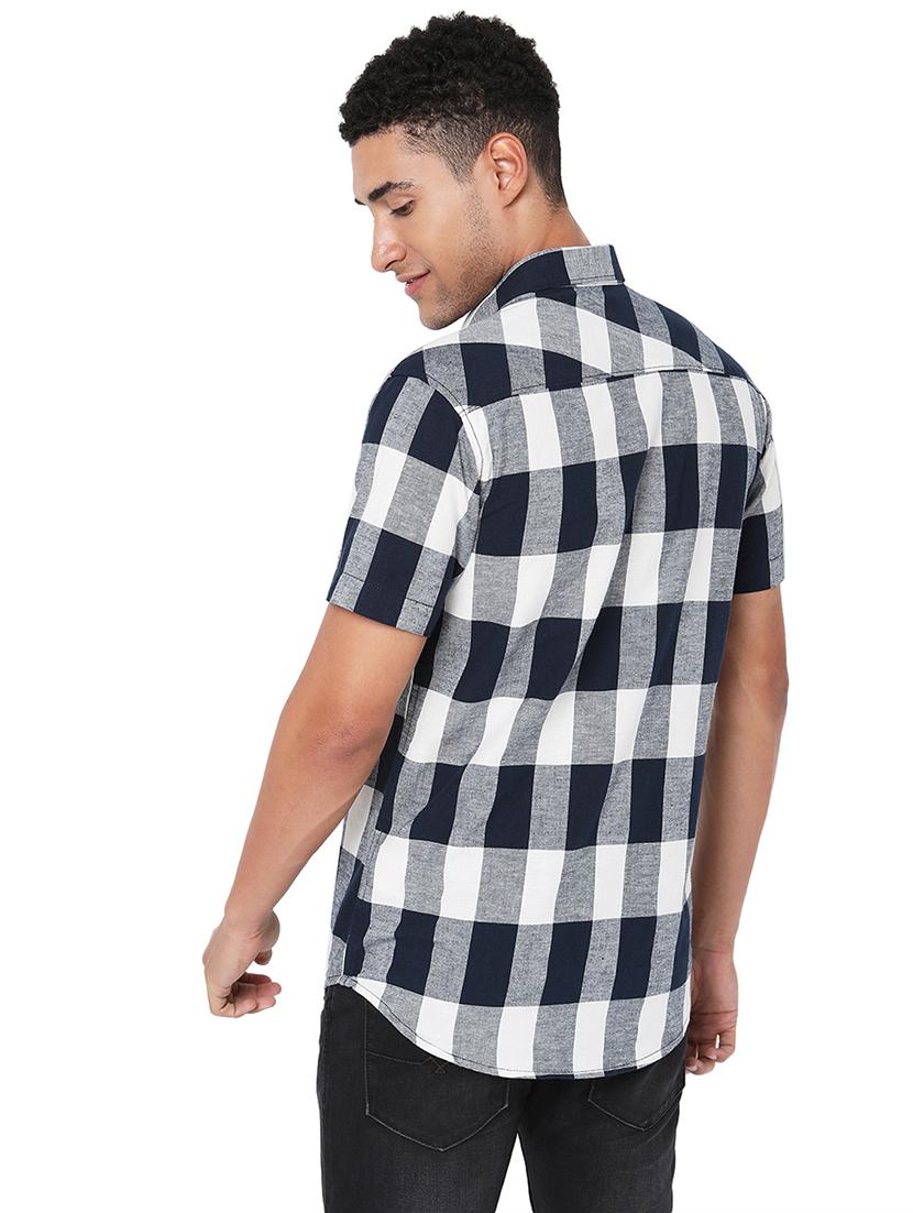 navy blue cotton casual shirt - 20998515 - Standard Image - 3