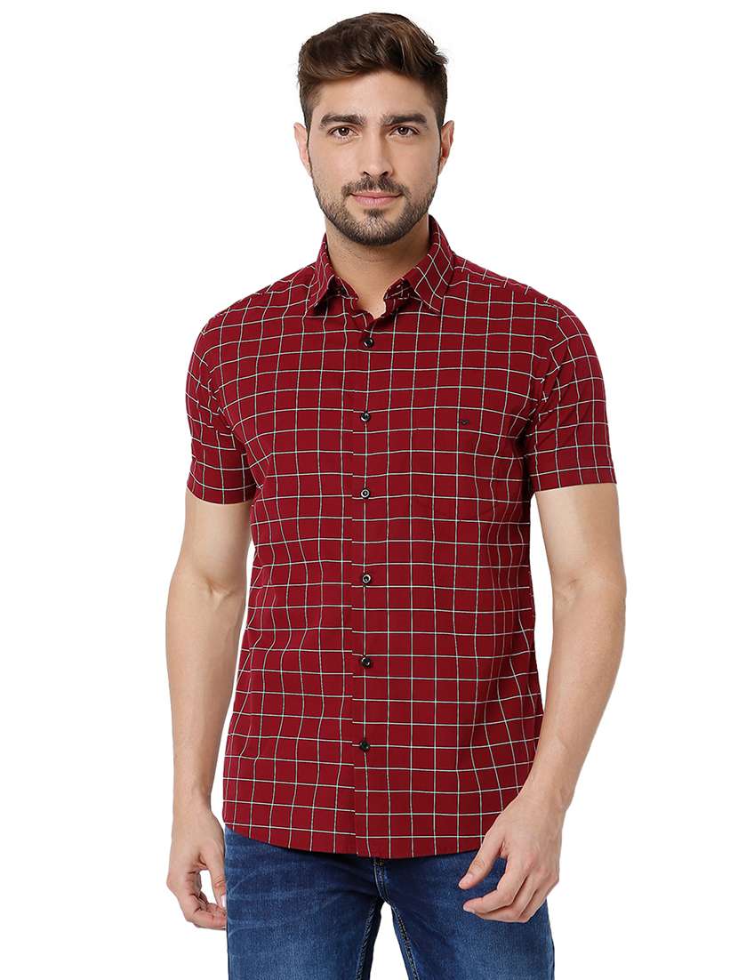 burgundy cotton casual shirt - 20998518 - Zoom Image - 0