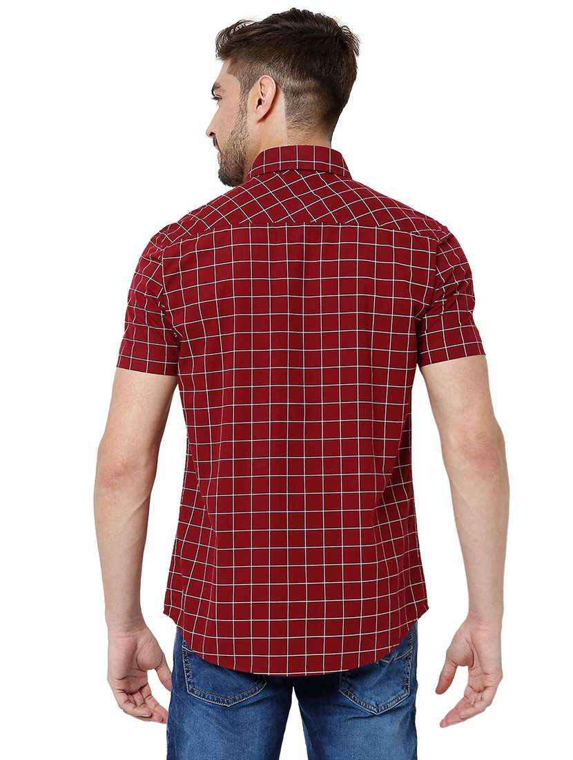 burgundy cotton casual shirt - 20998518 - Standard Image - 3