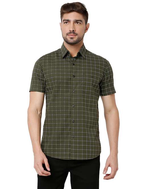 olive cotton casual shirt - 20998519 -  Standard Image - 0