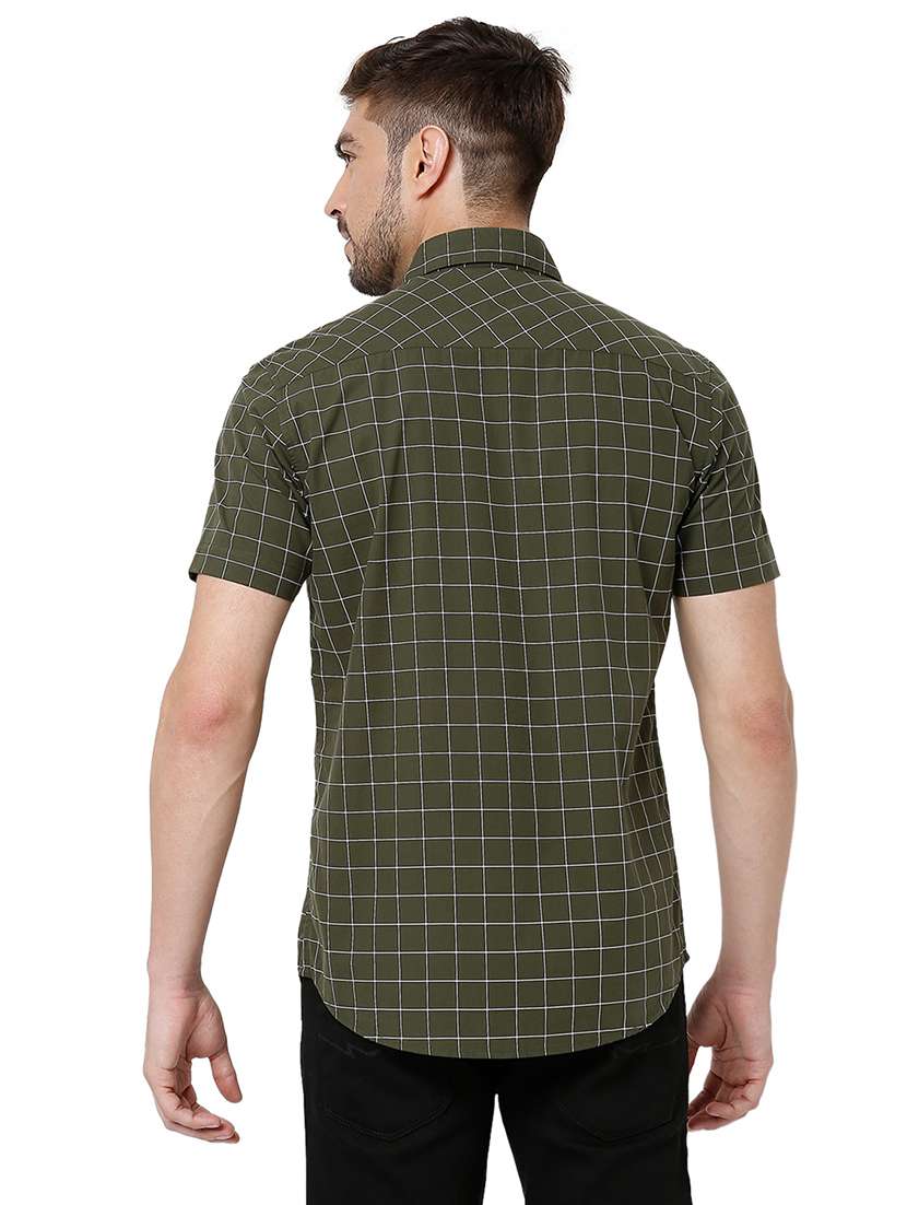 olive cotton casual shirt - 20998519 - Standard Image - 3
