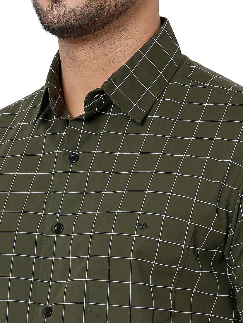olive cotton casual shirt - 20998519 - Standard Image - 5