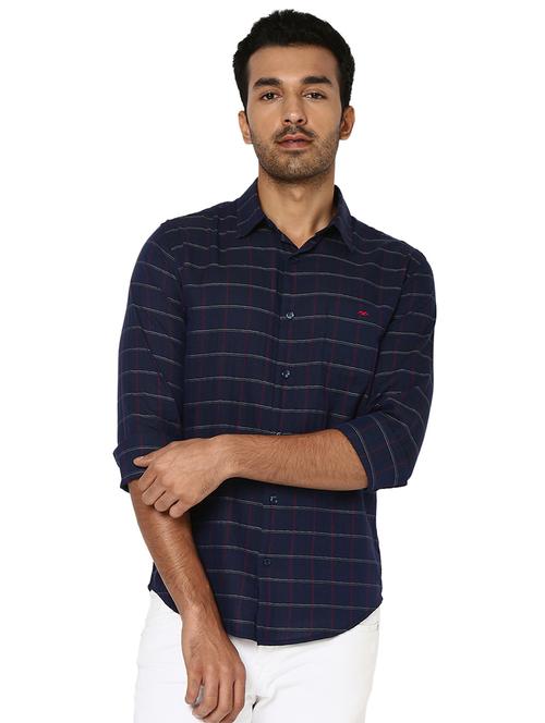 navy blue cotton casual shirt - 20998530 - Standard Image - 0