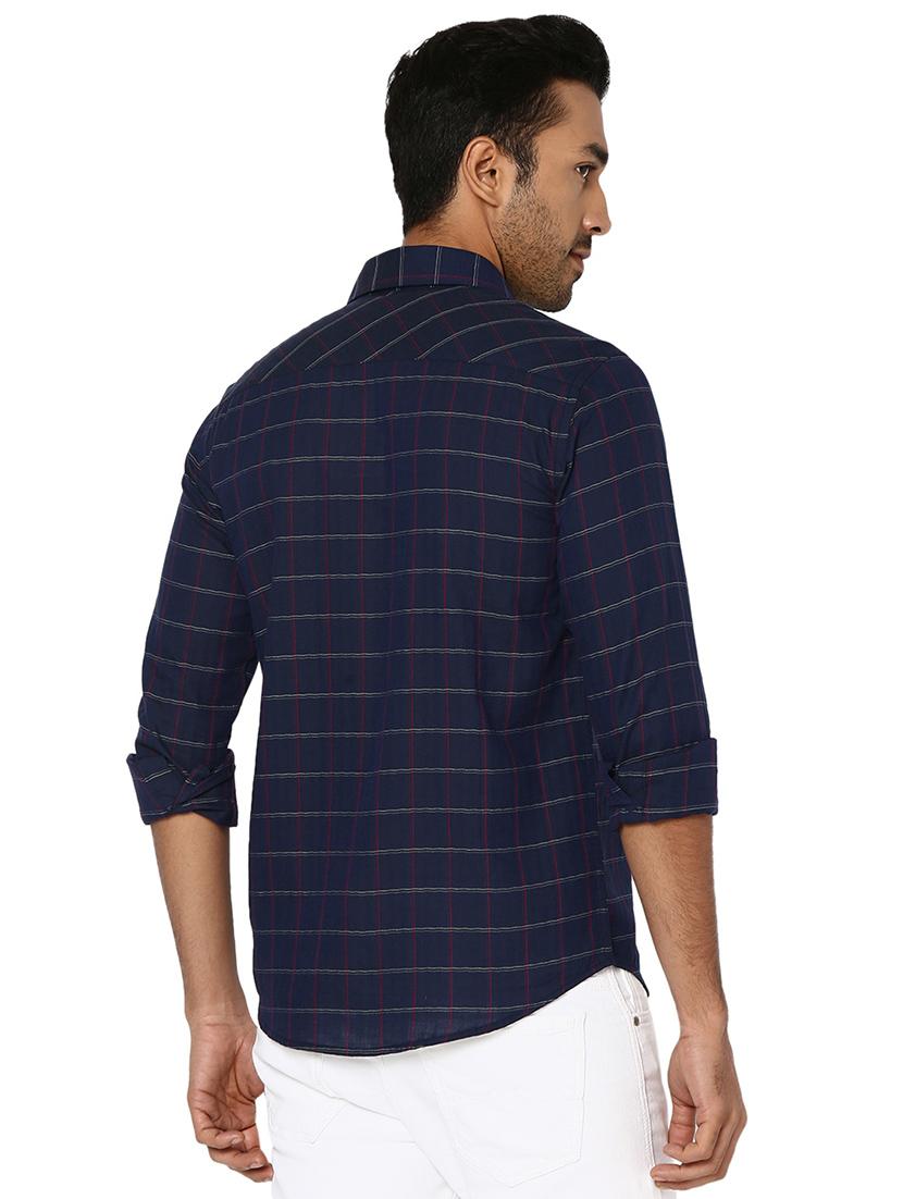 navy blue cotton casual shirt - 20998530 - Standard Image - 3