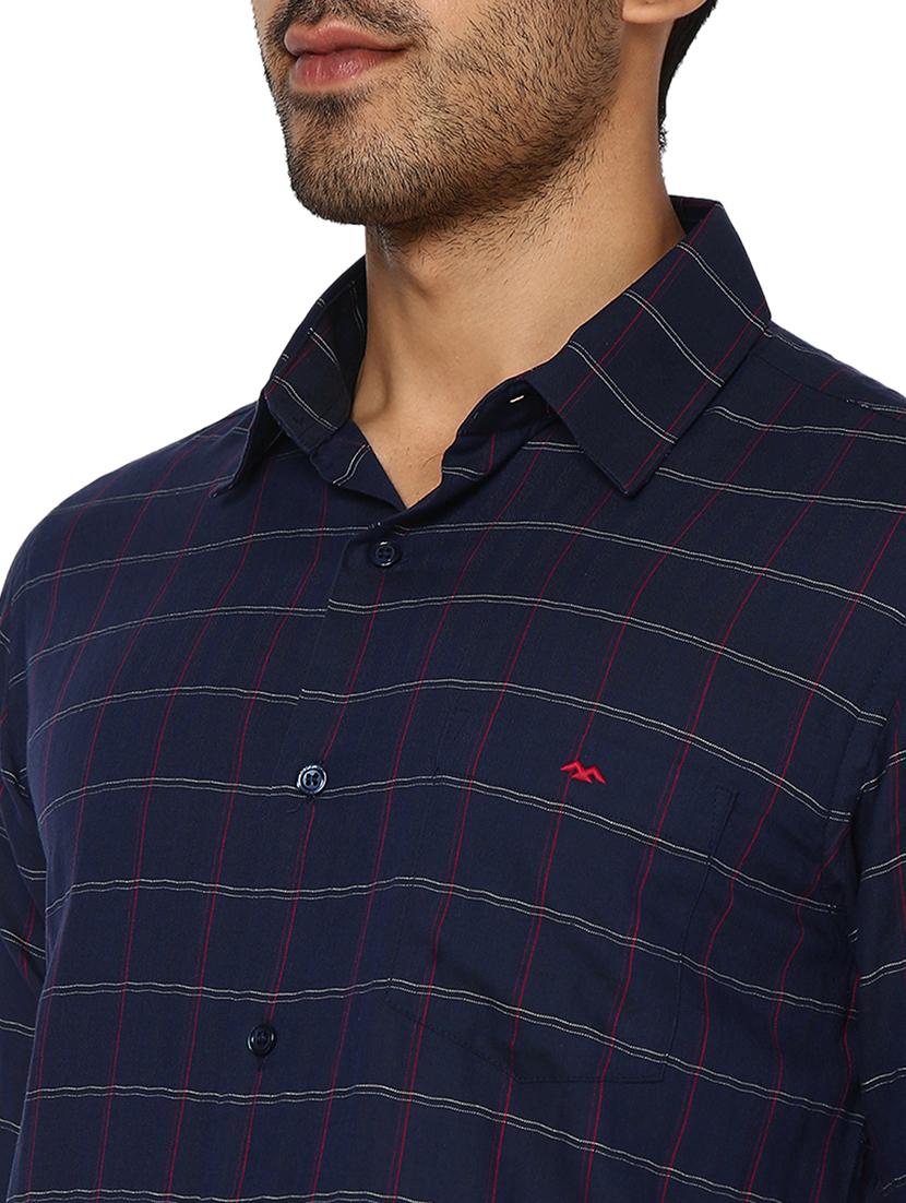 navy blue cotton casual shirt - 20998530 - Standard Image - 5