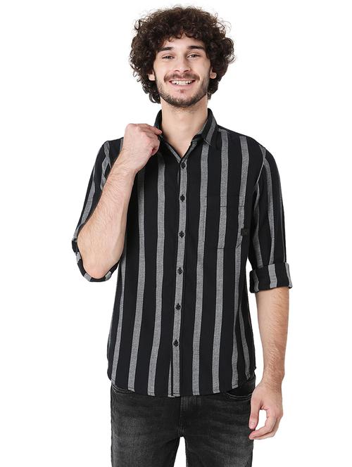 black cotton casual shirt - 20998546 - Standard Image - 0