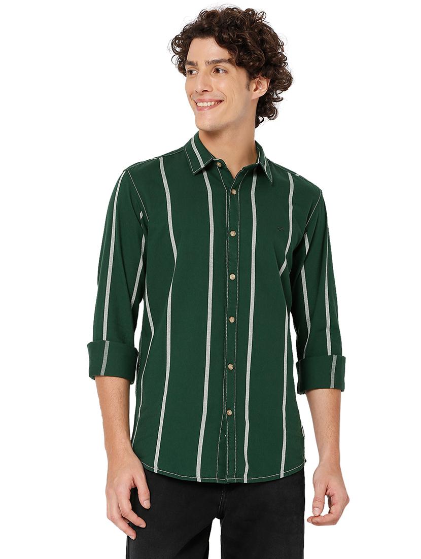 green cotton casual shirt - 20998551 -  Zoom Image - 0
