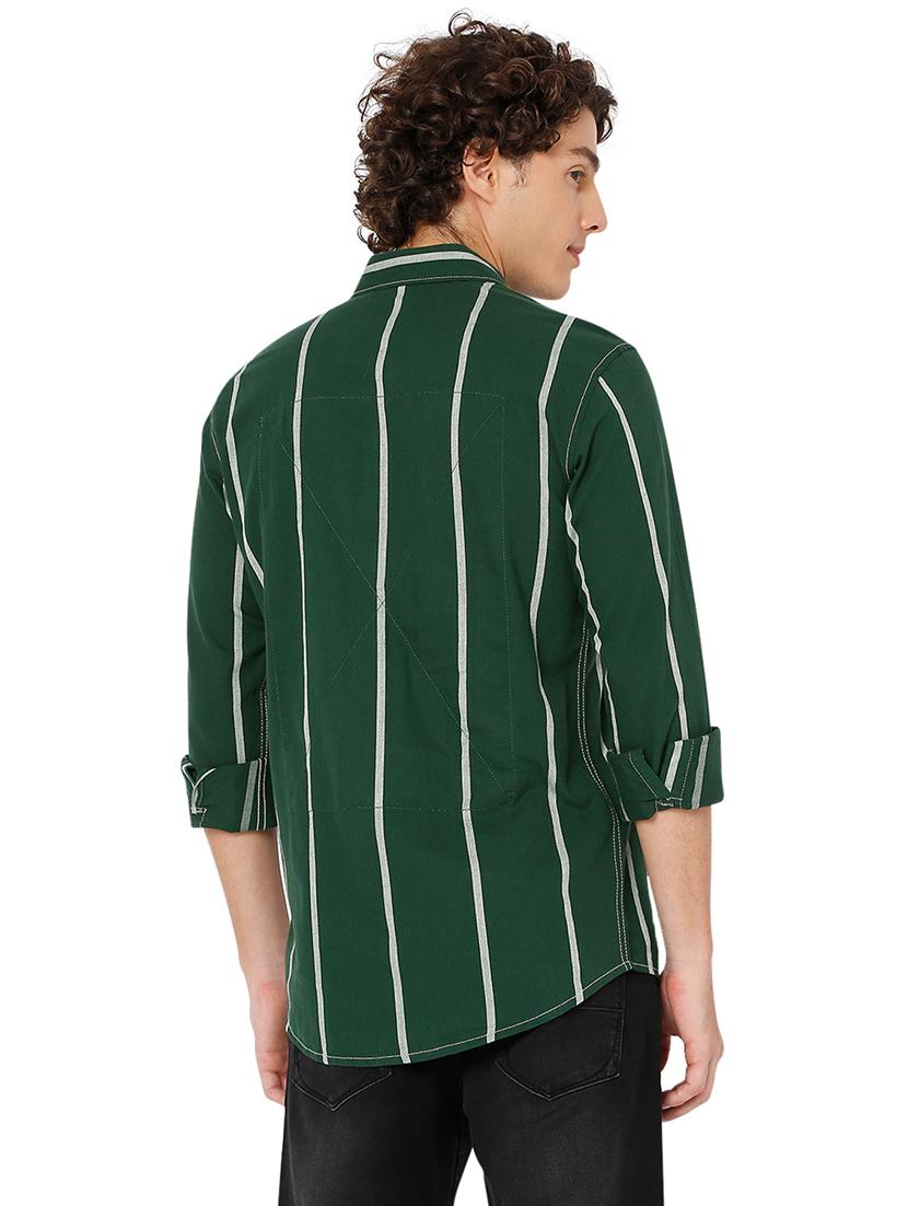 green cotton casual shirt - 20998551 - Standard Image - 3